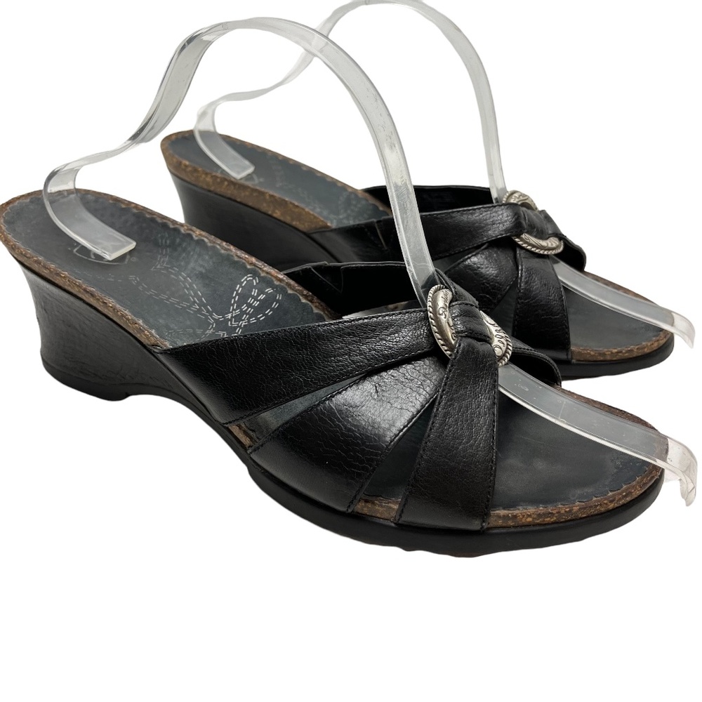 ARIAT 20902 Genuine Leather Wedge Slides Sandals Casual Flip Flops EMBER sz 10 B